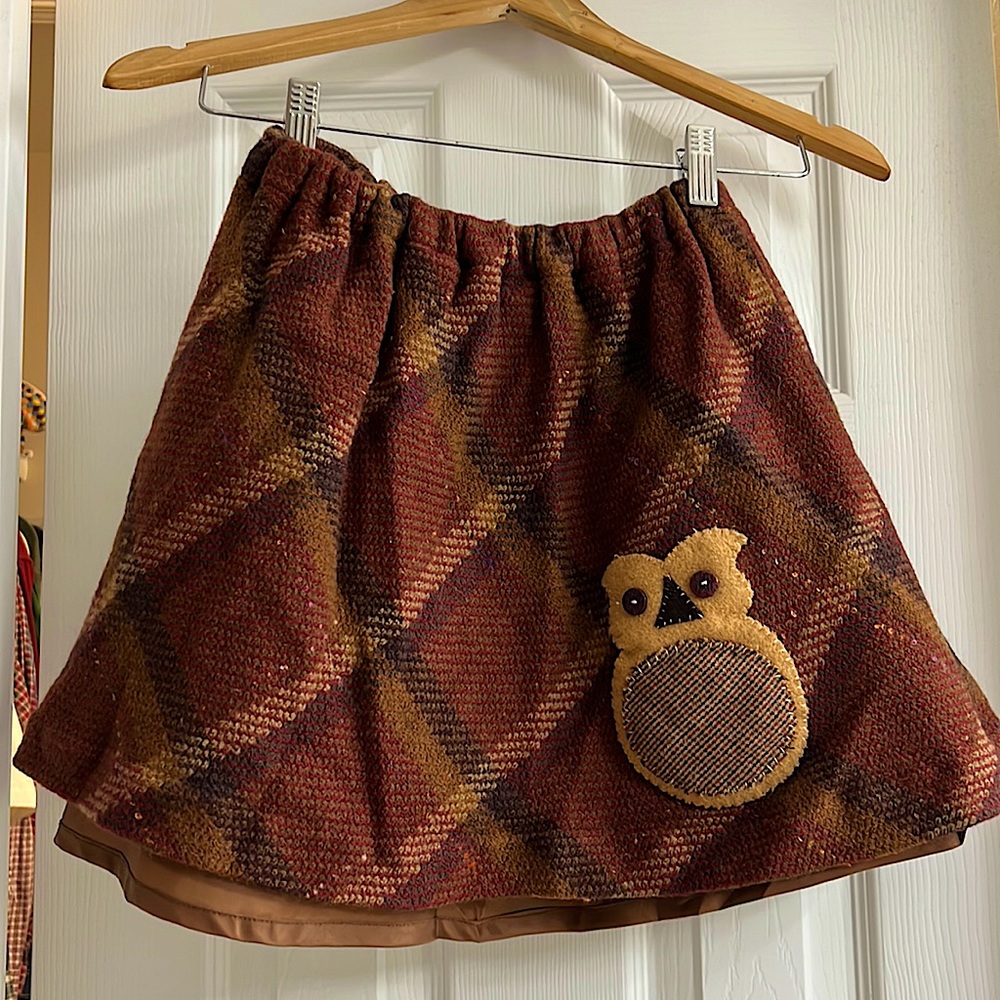Plaid Skirt with Felt Owl!